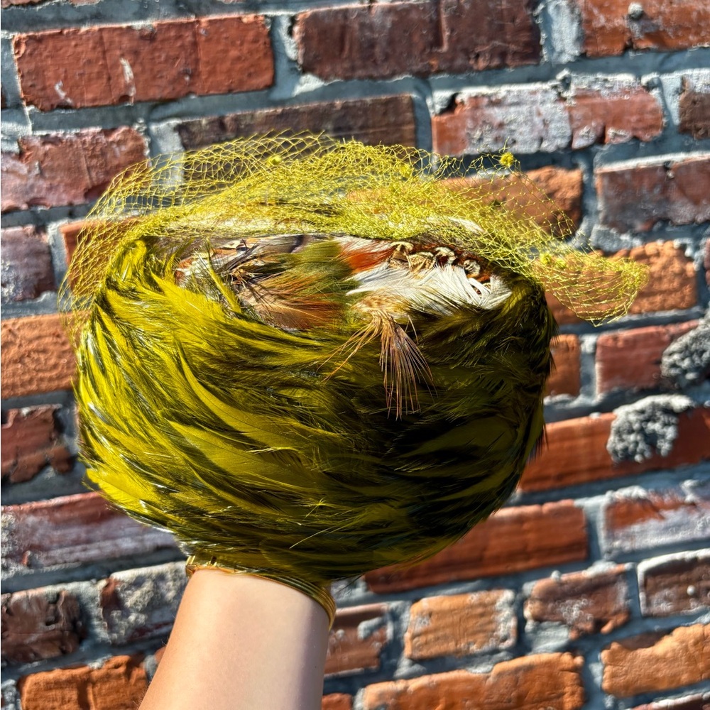 Vintage Green Feather Fascinator Hat | 100% Wool | Made in USA
